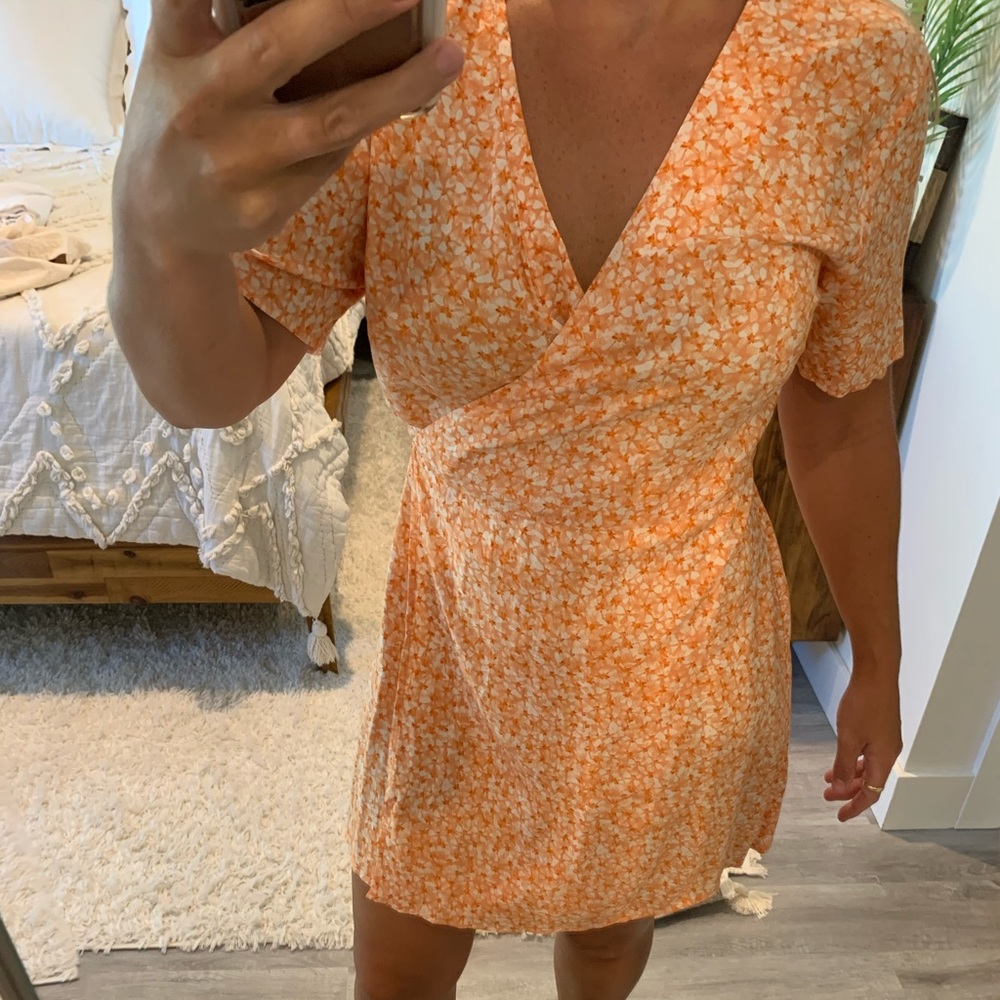 h&m orange floral sundress